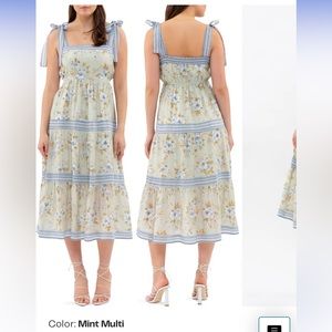 NWT Floral Stripe Tie Strap Maxi Dress Nordstrom house brand “by the river”